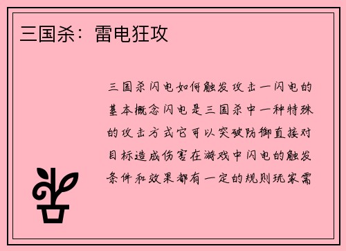 三国杀：雷电狂攻
